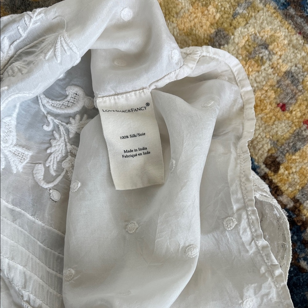 LoveShackFancy Ivory Lace-Trim Button Front Top - Picture 6 of 6